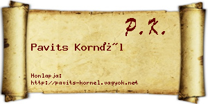 Pavits Kornél névjegykártya